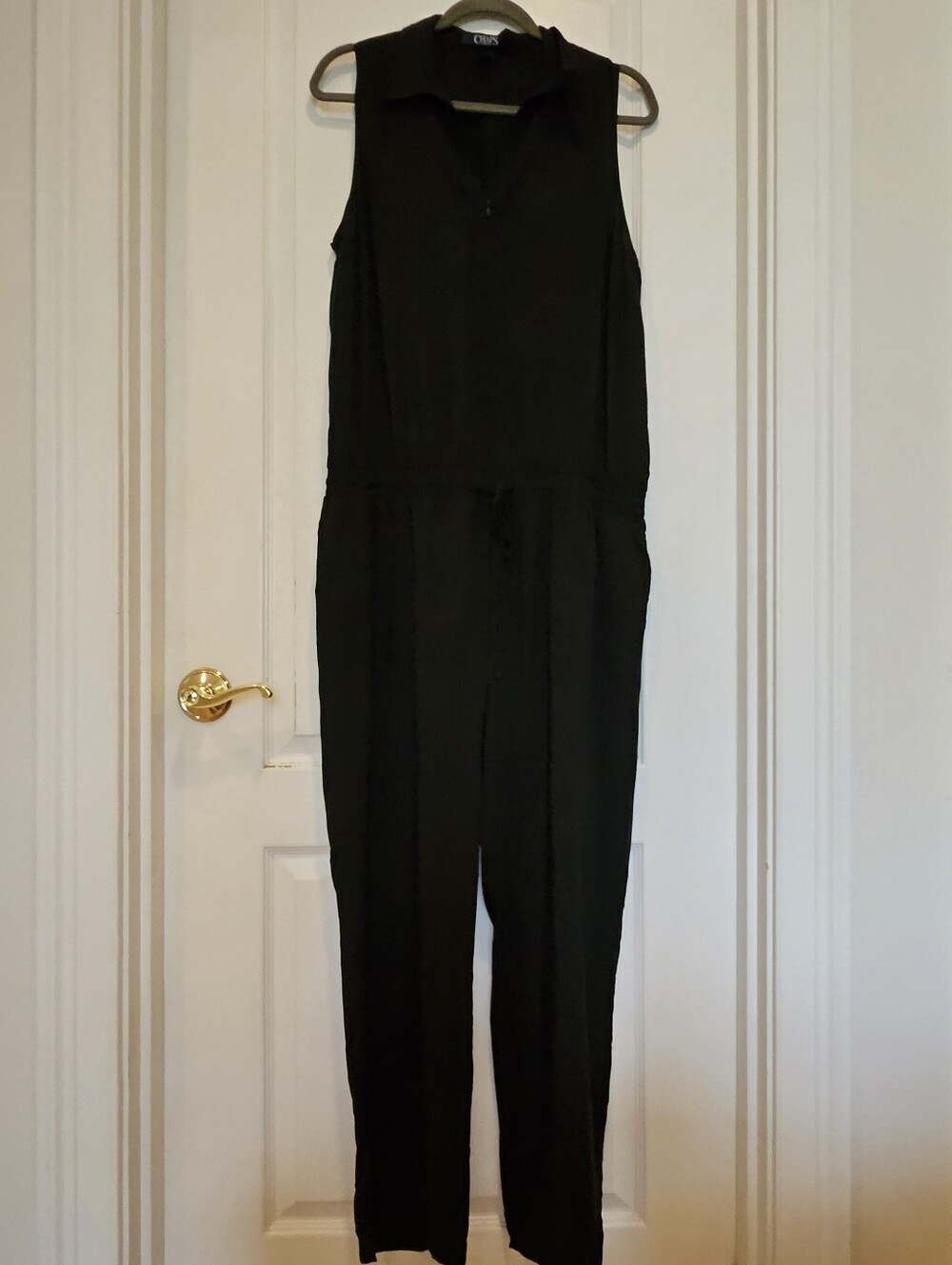 Chaps Black Sleeveless Jumpsuit With Pockets Size L NWT